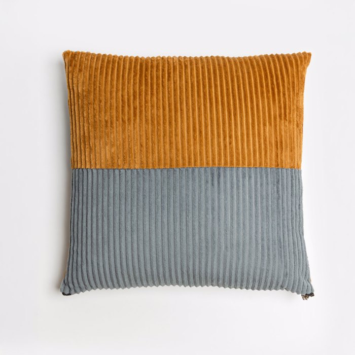 Liberta - Maison SENS Diakosmitiko Maxilari ufasmatino/Polyester Moustardi/Ggri 45x45cm 018875