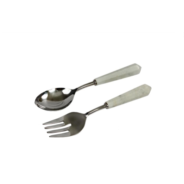 Liberta-Maison Marmo Set Σερβιρίσματος Σαλάτας 28x7x3cm Ατσάλι Λευκό Μάρμαρο 018949