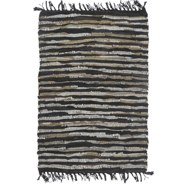 Liberta-Maison BOHO Χαλακι 60x90cm Δέρμα Μαύρο Μπεζ 020497