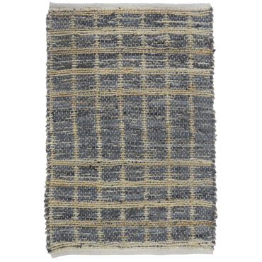 Liberta-Maison KARO Χαλακι 60x90cm Δέρμα Γκρι Μπεζ Γιούτα 020523