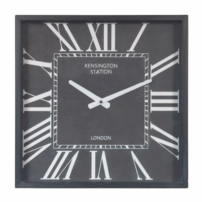 Liberta - Maison SQUARE Roloi Toixou Metalliko Mavro/Lefko me Gyali 40x40x9cm 020597