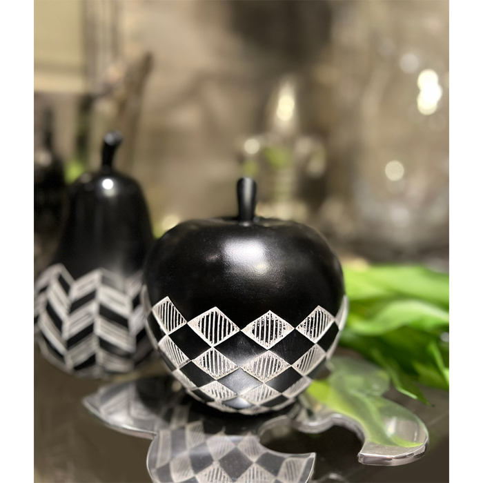 Liberta - Maison FRUIT BLACK 2 DECO Milo Resin Mavro/Lefko F12x13.2cm 020751
