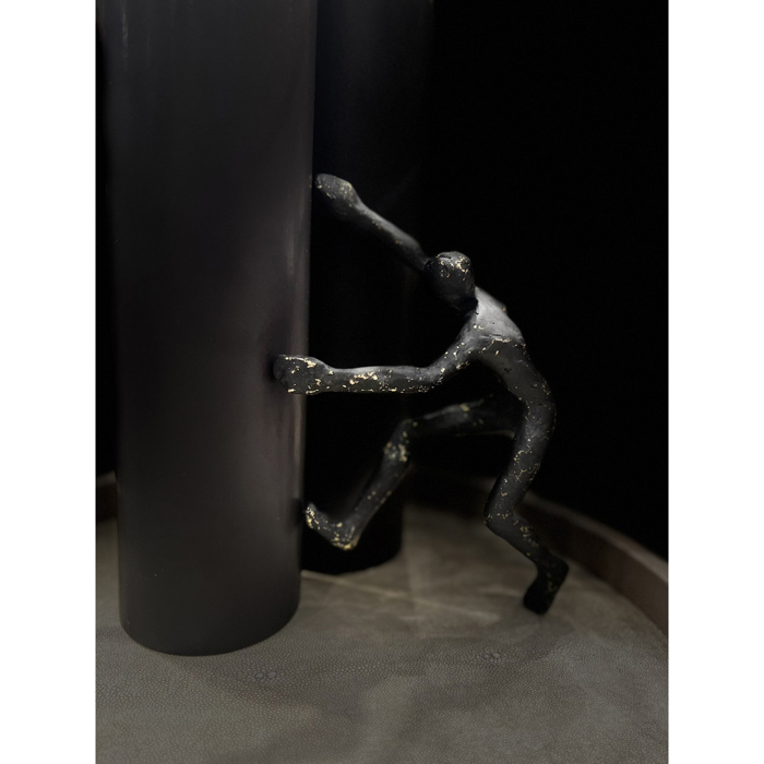 Liberta - Maison CLIMBER DECO Diakosmitiko Toixou Resin Mavro me Xruses Pinelies 14x6x24cm 021827