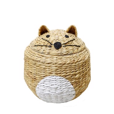 Liberta - Maison TIGRO Καλάθι με Καπάκι από Υάκινθο/Σίδερο Φυσικό/Λευκό Φ36x56cm 021912