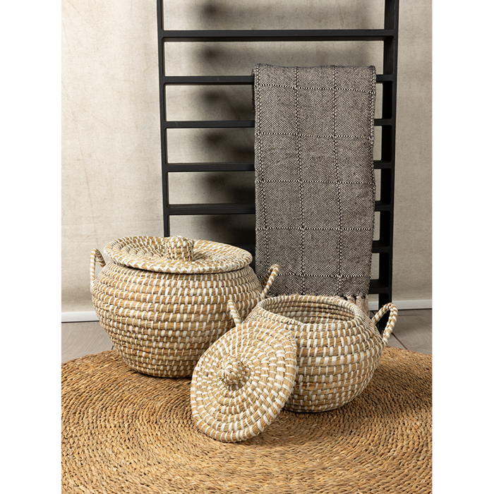 Liberta-Maison Areli Kalathi Me Kapaki Set 2tmx 45x45x30cm Kansgrass Fusiko PVC 022025