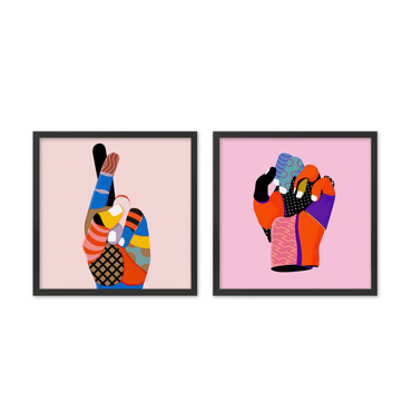 Liberta - Maison JACINTO Σετ των 2 Πίνακας από Χαρτί και MDF Πολύχρωμο με Μαύρη Κορνίζα 50x50x2cm 022046