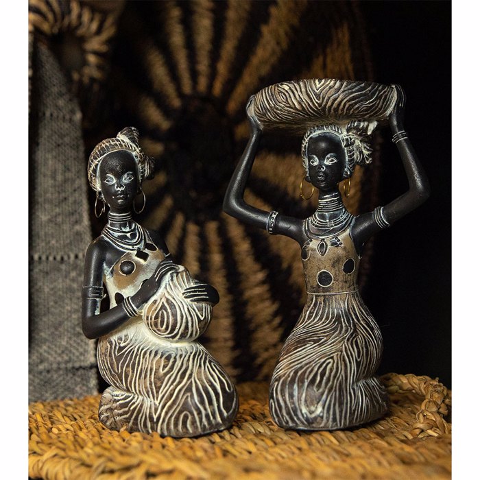 Liberta - Maison RABIA 2 DECO Figura Resin Mavri/Kafe/Lefki 12x7.5x18cm 022739