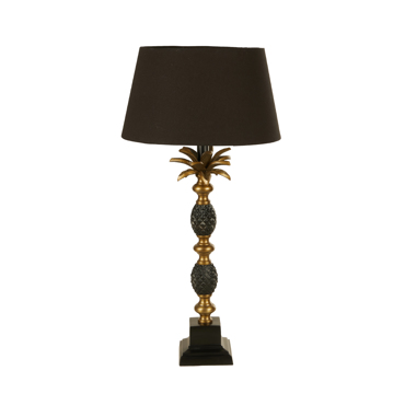 Liberta - Maison PINEAPPLE Επιτραπέζιο Φωτιστικό Αλουμινίου/Ύφασμα Χρυσό Αντικέ/Μαύρο Ε27 30x30x57cm 024421