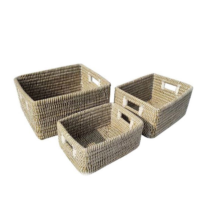 Liberta-Maison Nile Kalathi Set 3Tmx 45x35x30cm Kansgrass Fusiko Lefko PVC 027406