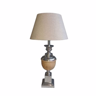 Liberta-Maison Amable Φωτιστικό Επιτραπέζιο 21x35x62cm Αλουμίνιο Ασημί Φυσικό Ξύλο Μπεζ 028233