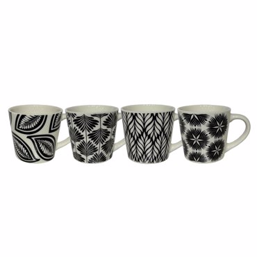 Liberta-Maison Floris Κούπα Espresso Set 4ΤΜΧ New Bone China Λευκό Μαύρο 028885