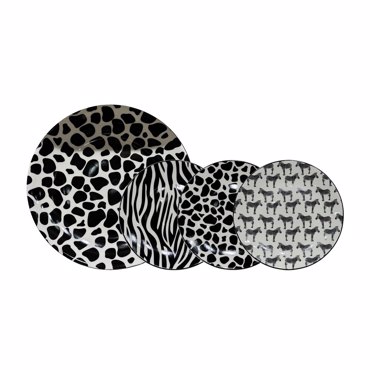 Liberta-Maison Safari Πιάτο Γλυκού Set 7τμχ 30x30x3cm New Bone China Λευκό Μαύρο 028890