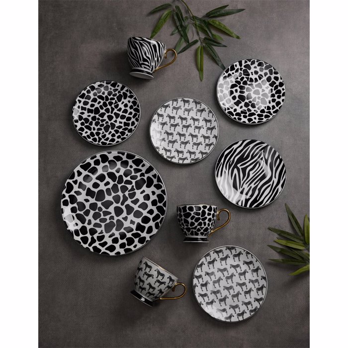 Liberta-Maison Safari Piato Gukou Set 7tmx 30x30x3cm New Bone China Lefko Mavro 028890