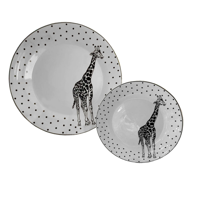 Liberta-Maison Africa Piato Gukou Set 7tmx 30x30x3cm New Bone China Lefko Mavro 028891