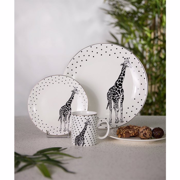 Liberta-Maison Africa Piato Gukou Set 7tmx 30x30x3cm New Bone China Lefko Mavro 028891