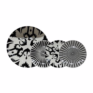 Liberta-Maison Thyme Πιάτο Γλυκού Set 7τμχ 30x30x3cm New Bone China Λευκό Μαύρο 028892