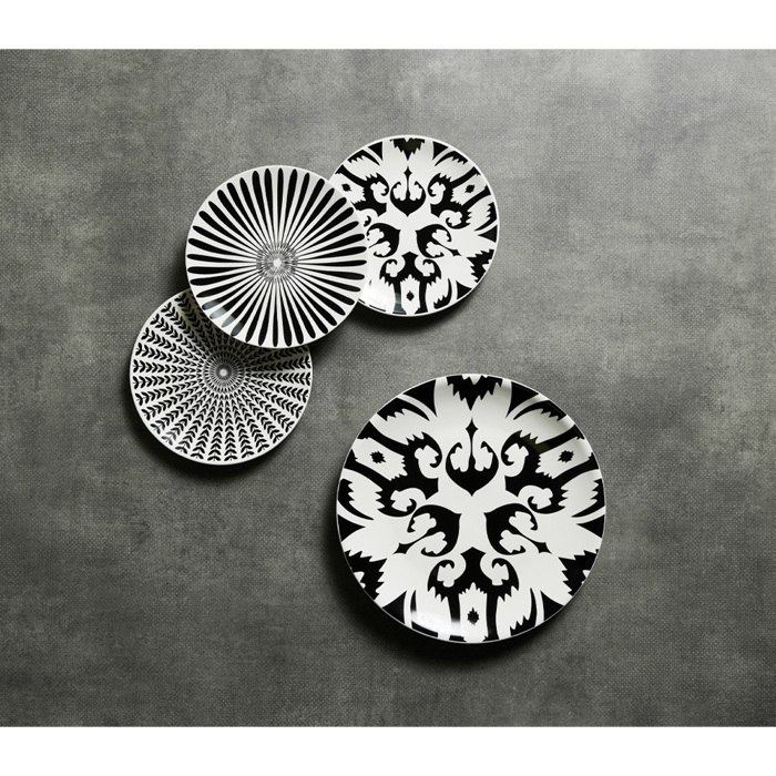Liberta-Maison Thyme Piato Gukou Set 7tmx 30x30x3cm New Bone China Lefko Mavro 028892