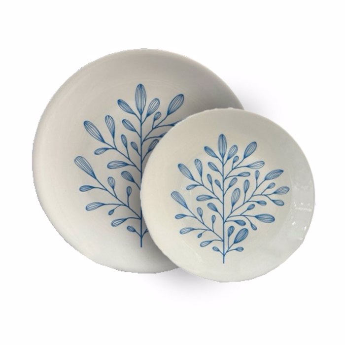 Liberta-Maison Ydra Piato Gukou Set 7tmx 30x30x3cm New Bone China Lefko Glazio 028896