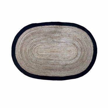 Liberta - Maison SHYLA Χαλί Σαλονιού Οβάλ 140x210cm Γιούτα Φυσικό Μαύρο Βαμβάκι 029137
