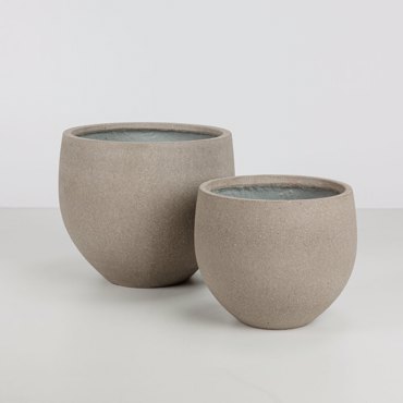 Liberta - Maison SCILLA Σετ των 2 Γλάστρα Τσιμεντένια Καφέ Ανοιχτό Φ40x34cm 029282