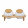 Liberta-Maison Curve Doxeio Apothikefsis Me Kapaki Set 2tmx 33x16x13cm Porselani Lefko Fusiko Bamboo 030006
