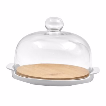 Liberta-Maison CURVE Κουπ Με Καπάκι 25x22x14cm Πορσελάνη Λευκό Φυσικό Bamboo 030012