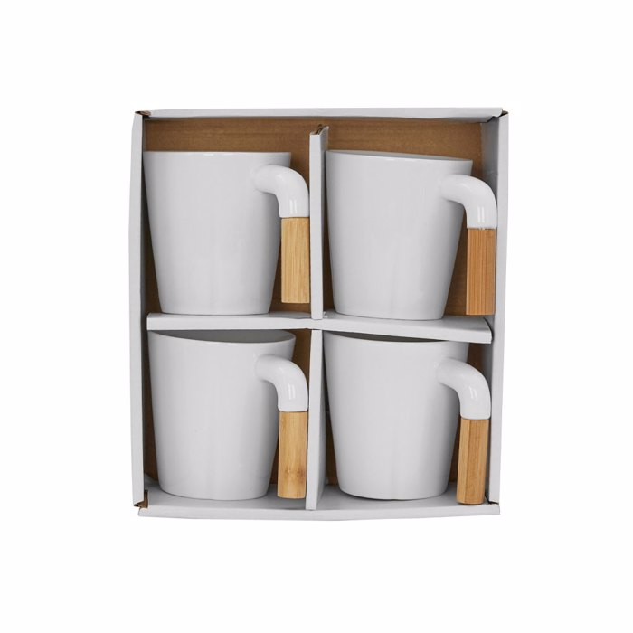 Liberta-Maison Nordic Koupa Set 4TMX 23x23x9cm Porselani Lefko Fusiko Bamboo 030014