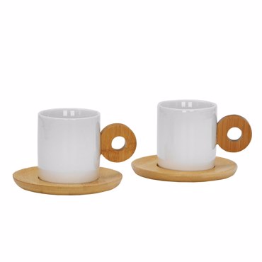 Liberta-Maison Nordic Κούπα 20x14x7cm Πορσελάνη Λευκό Φυσικό Bamboo 030015