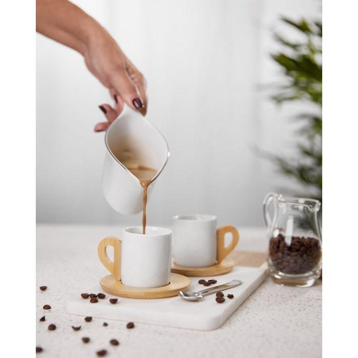 Liberta-Maison Nordic Koupa Espresso Set 6tmx 29x21x7cm Porselani Lefko Fusiko Bamboo 030016
