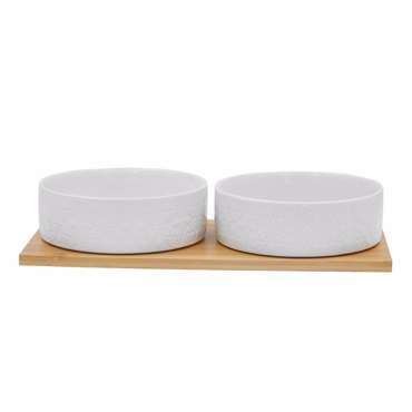 Liberta-Maison Fleurs Μπωλ 30x15x5.5cm Πορσελάνη Λευκό Φυσικό Bamboo 030019