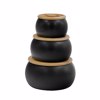 Liberta-Maison Curve Doxeio Apothikefsis Me Kapaki Set 3tmx 16x16x23cm Porselani Mavro Fusiko Bamboo 030026