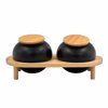 Liberta-Maison Curve Doxeio Apothikefsis Me Kapaki Set 2tmx 33x16x13cm Porselani Mavro Fusiko Bamboo 030027
