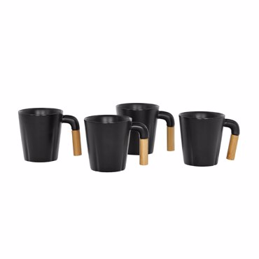 Liberta-Maison Nordic Κούπα Set 4ΤΜΧ 13x23x9cm Πορσελάνη Μαύρο Φυσικό Bamboo 030031