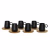 Liberta-Maison Ripple Koupa Espresso Set 6TMX 26x23x6cm Porselani Mavro Fusiko Bamboo 030034