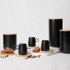 Liberta-Maison Ripple Koupa Espresso Set 6TMX 26x23x6cm Porselani Mavro Fusiko Bamboo 030034