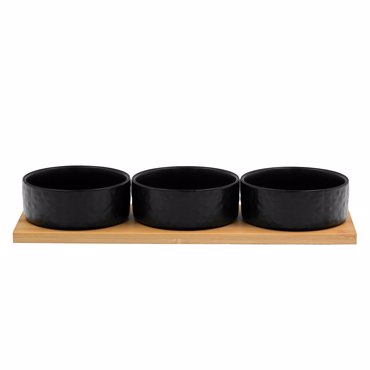 Liberta-Maison Fleurs Μπωλ Set 3ΤΜΧ 29x10x5cm Πορσελάνη Μαύρο Φυσικό Bamboo 030039