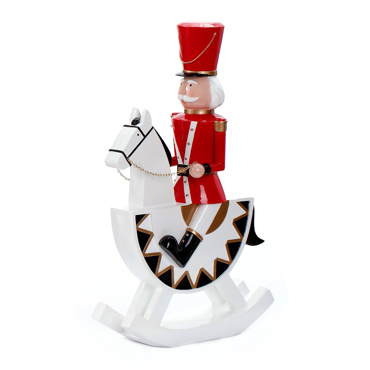 Liberta - Maison XMAS RED HORSE ROCKING DECO Άλογο με Καρυοθραύστη Resin Λευκό/Μαύρο/Κόκκινο 44x18x72cm 030478