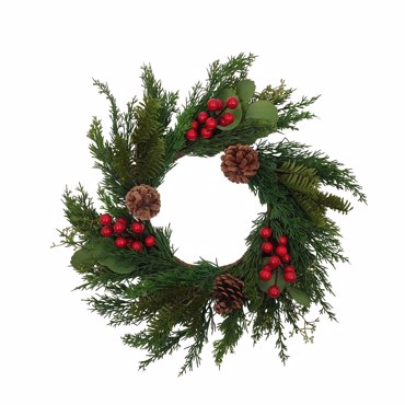 Liberta - Maison XMAS RED BERRY 45 Στεφάνι με Γκι Polyfoam/PVC Πράσινο/Κόκκινο Φ45cm 031041