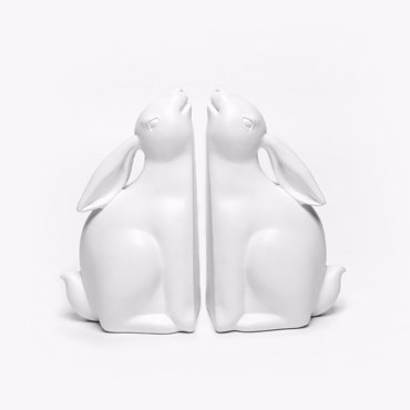 Liberta-Maison BUN BUN Διακοσμητικό Βιβλιοστάτης Set 2ΤΜΧ 22x9x18cm Polyresin Λευκό 031118