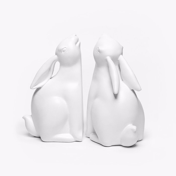 Liberta-Maison BUN BUN Diakosmitiko Bibliostatis Set 2TMX 22x9x18cm Polyresin Lefko 031118