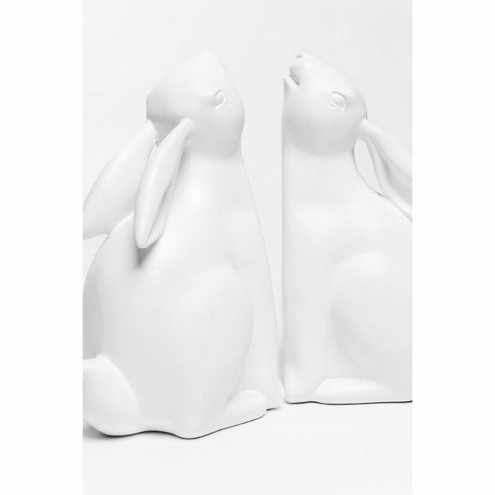 Liberta-Maison BUN BUN Diakosmitiko Bibliostatis Set 2TMX 22x9x18cm Polyresin Lefko 031118