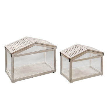 Liberta-Maison Sikinos Φανάρι 46x26x34cm Ξύλο Ελάτου White Washed Γυαλι 032014