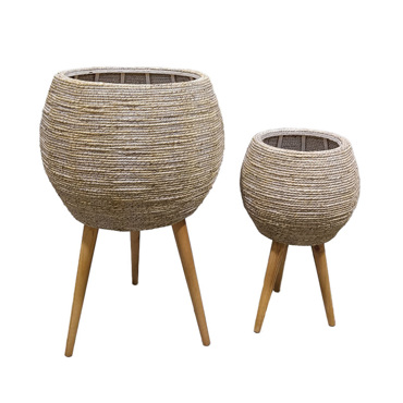 Liberta-Maison Corda Κασπώ 39x39x60cm Ξύλο Ελάτου White Washed Φυσικό Grass 032033