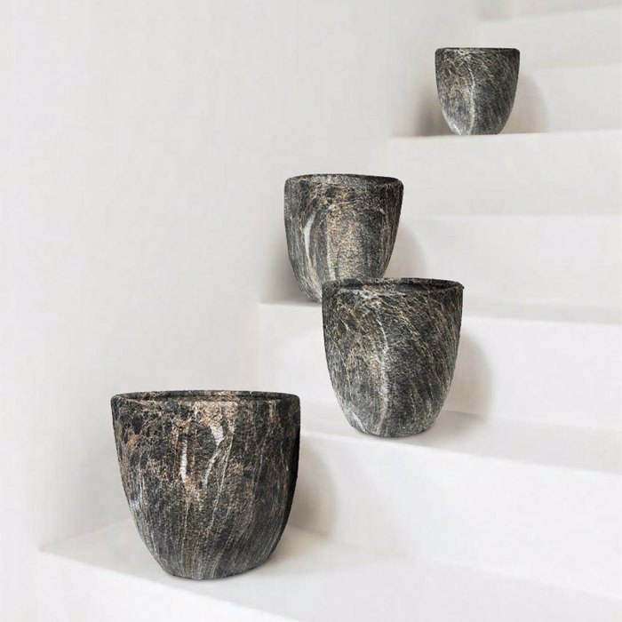 Liberta-Maison Rocky Gastra Set 3Tmx 30x30x31cm Keramiko Anthraki Bez 032402
