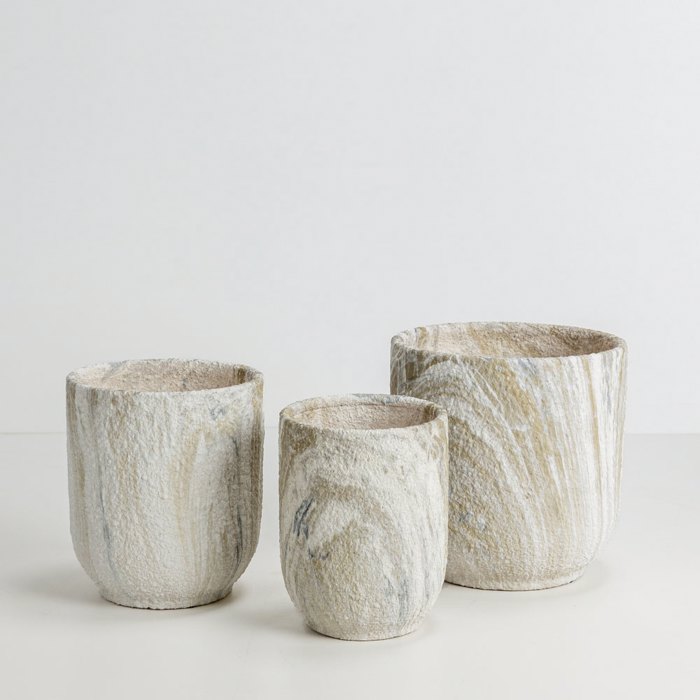 Liberta - Maison PEDRA Set ton 3 Gastra Keramiki Bez/Lefki F30x31cm 032446