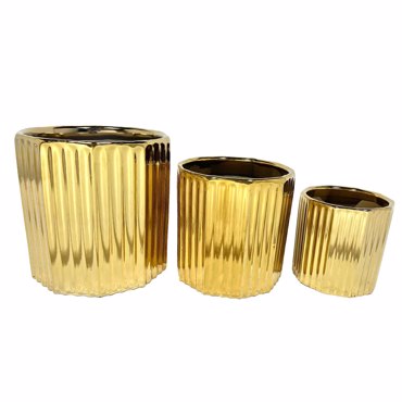 Liberta-Maison Oro Κασπώ Σετ 3τμχ 18x18x18cm Κεραμικό Χρυσό 032455