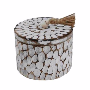 Liberta-Maison AMAR Κουτί Αποθήκευσης 16x16x12cm Ξύλο Καφέ Λευκό 032634