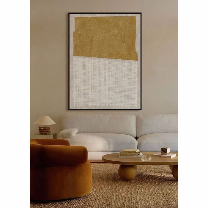 Liberta - Maison DUE MONDI Pinakas me Korniza Kambas Bez/Moustardi me Xulino Plaisio Mavro 90x4x120cm 034238