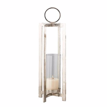 Liberta-Maison Beacon Light Φανάρι 25.5x25.5x78cm Αλουμίνιο Ασημί Γυαλι 034384