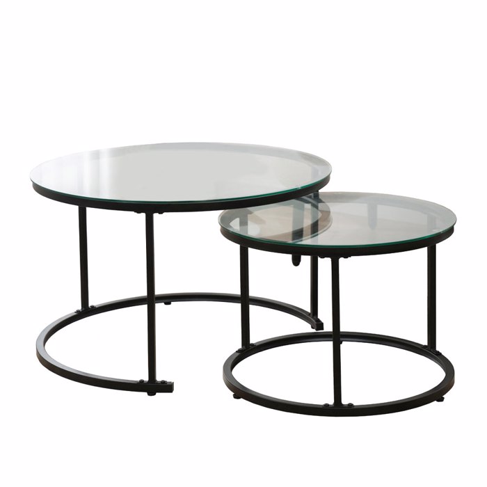 Liberta - Maison SOLAR Set ton 2 Coffee Table Diafano/Mavro F75x45cm 04-0520